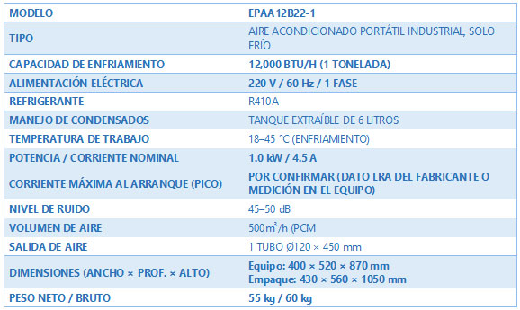 especificaciones aa portatil branatech EPAA12B22 1