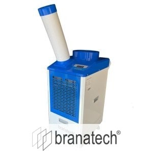 aire acondicionado azul con blanco